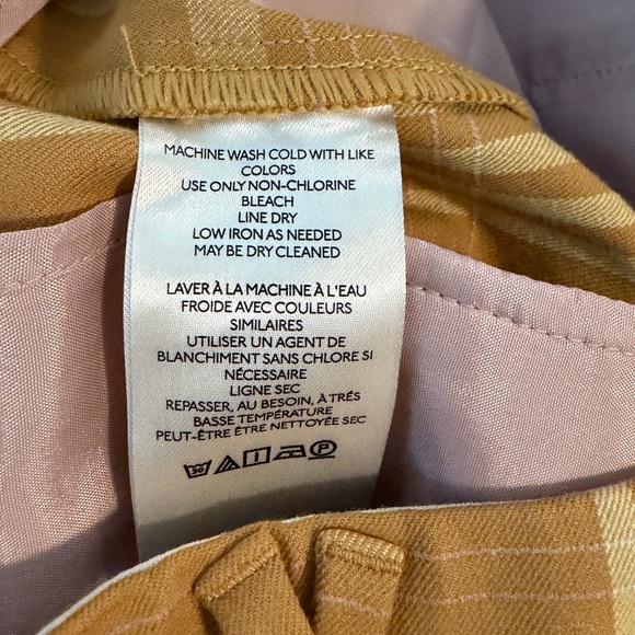 Anthropologie Maeve Essential Kick Flare Pant 4 Slim Trouser Plaid Yellow Motif - Picture 8 of 9